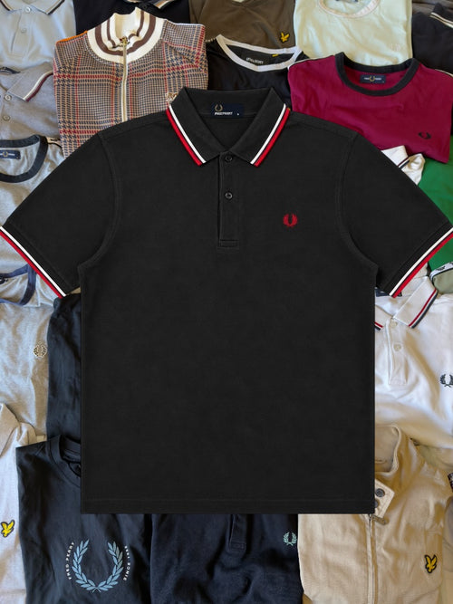 Fred Perry Polo | Schwarz / Rot | Gr. M
