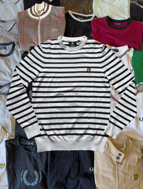 Lyle & Scott langarm Shirt | Schwarz / Weiß | Gr. XS