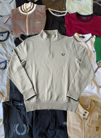 Fred Perry Quarterzip | Salbeigrün | Gr. L