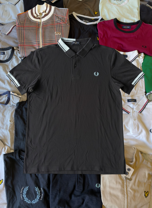 Fred Perry Polo | Schwarz / Mintgrün | Gr. L