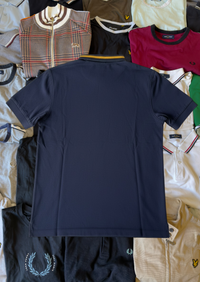 Fred Perry Polo / Zipper | Marineblau / Orange | Gr. L