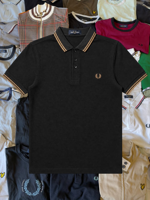 Fred Perry Polo | Schwarz / Bronze | Gr. S
