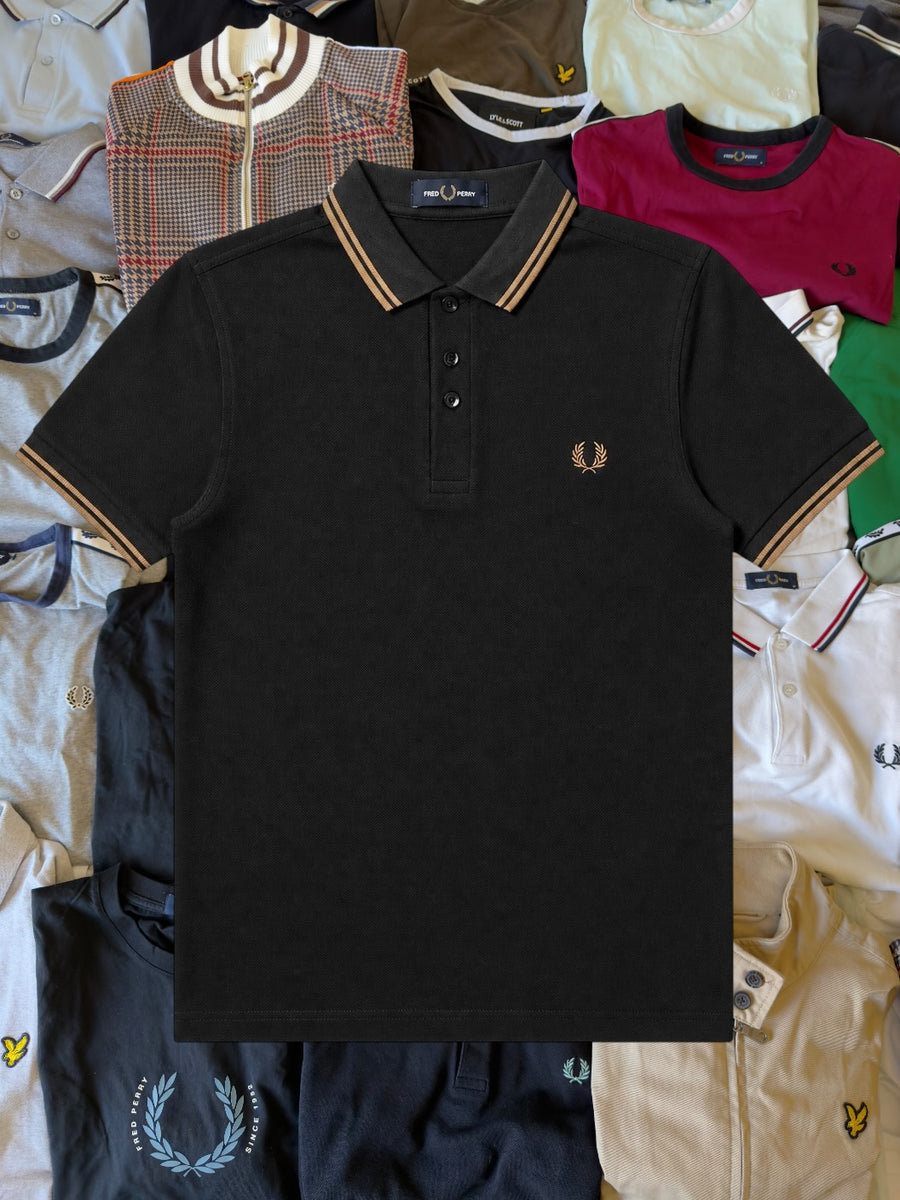 Fred Perry Polo | Schwarz / Bronze | Gr. S