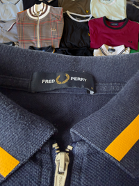 Fred Perry Polo / Zipper | Marineblau / Orange | Gr. L