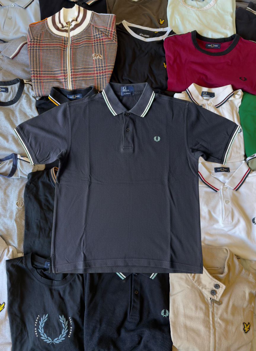 Fred Perry Polo | Schwarz / Mintgrün| Gr. L