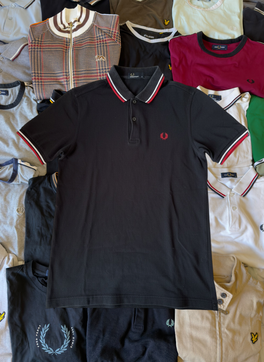 Fred Perry Polo | Schwarz / Rot | Gr. S