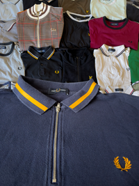 Fred Perry Polo / Zipper | Marineblau / Orange | Gr. L