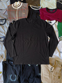Just Casual Lyle & Scott Langarmshirt in Schwarz aus Baumwolle mit Rundhalsausschnitt und gesticktem Adler-Logo